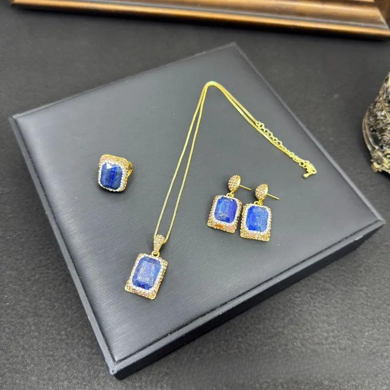 Natural Stones Earrings for Women Crystal Geometric Vintage Elegant Jewelry Light Luxury Fashion Dinner Party Aretes De Mujer