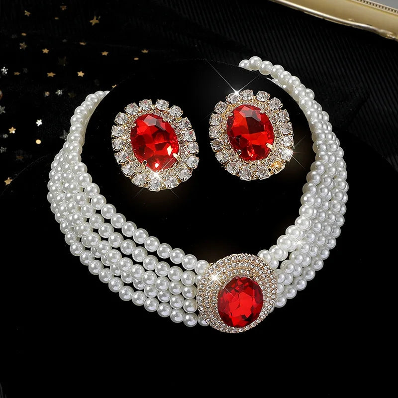 NISHIZAWA Hyperbole Rhinestones Pearls Earrings for Women Geometric Palace Style Wedding Jewelry Bridual Retro Aretes De Mujer