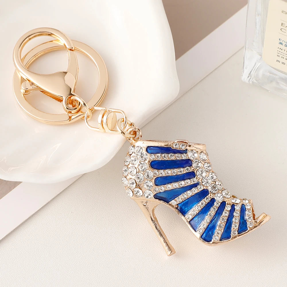 2024 New Sparkling Crystal Luxury Women's High Heels KeyChain Bag Pendant Souvenir Gift Car Key Ring
