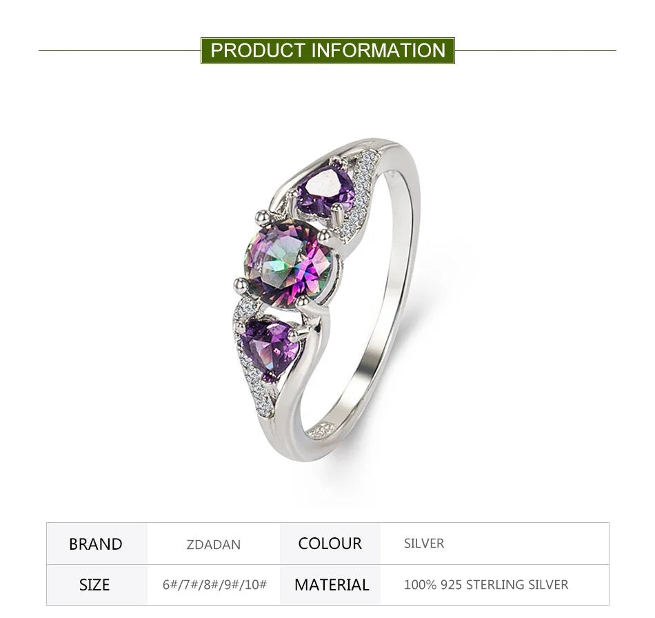 ZDADAN 925 Sterling Silver Heart Zircon Ring For Women Fashion Jewelry Accessories Gift