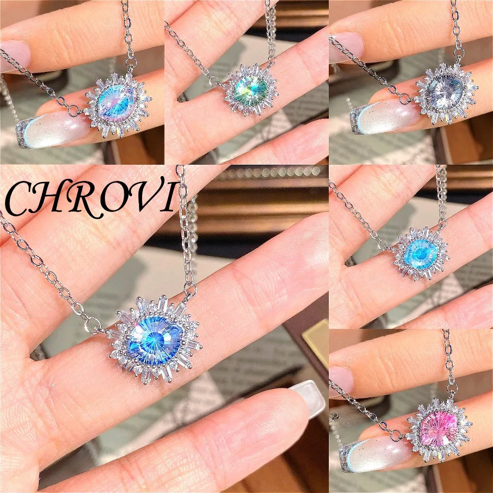 New Flashing 925 Sterling Silver Necklace Fashionable Light Luxury Collarbone Chain Necklace for Women