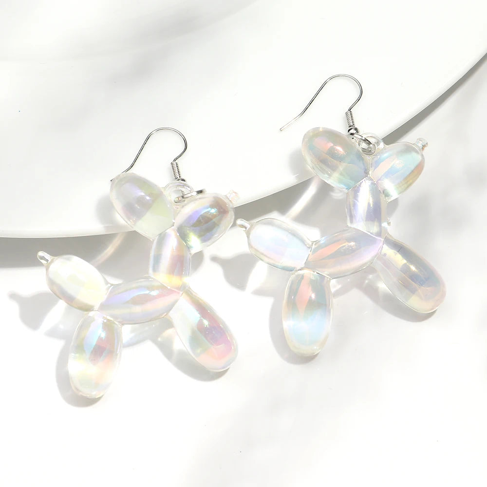 New Trend Candy Colorful Balloon Dog Drop Earrings for Women Personal Iridescent Creative Balloon Dog  Earrings 2025 Jewelry