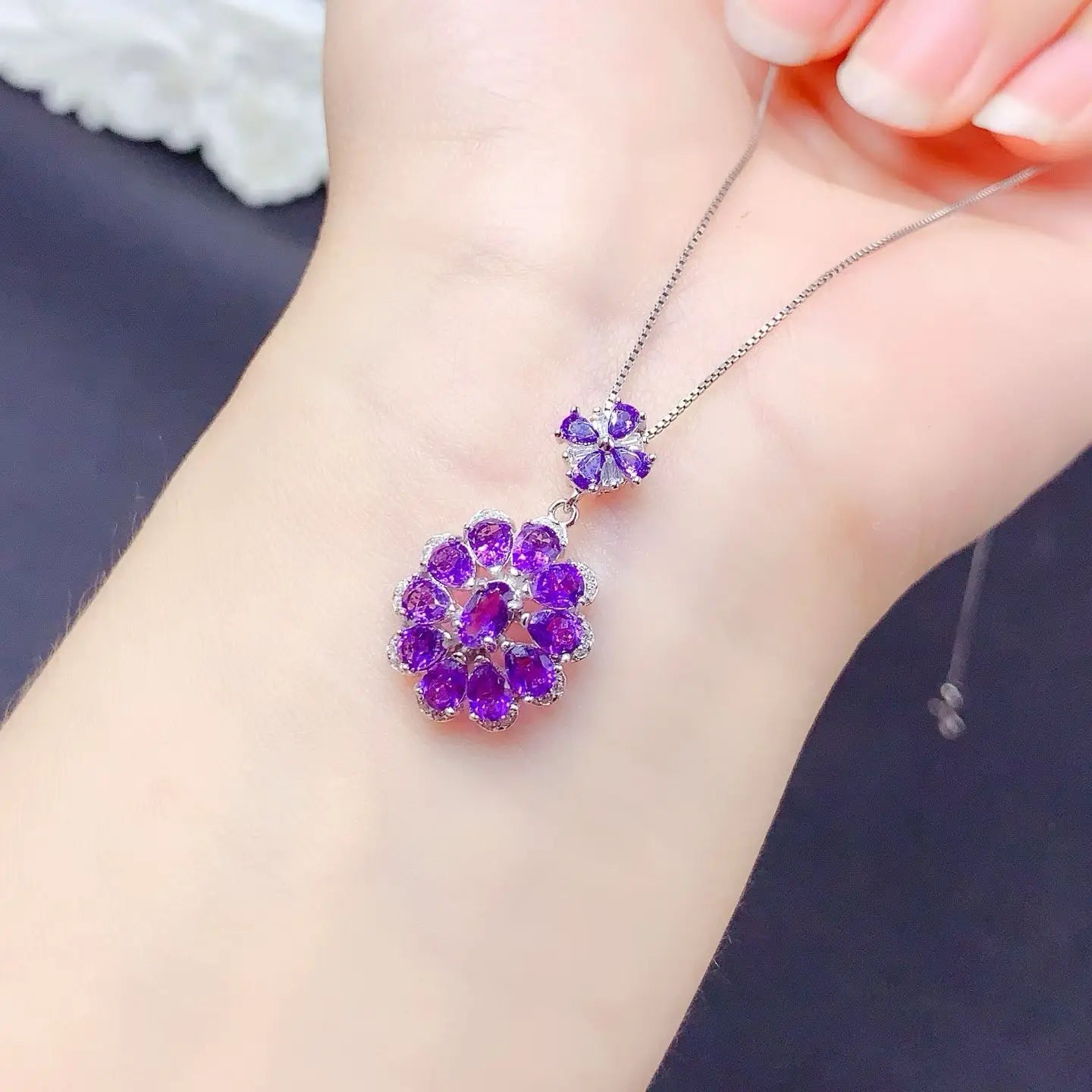 Natural Amethyst Pendant with Certificate 925 Silver Amethyst Jewelry with Certificate Gold Plated Silver Pendant with Necklace