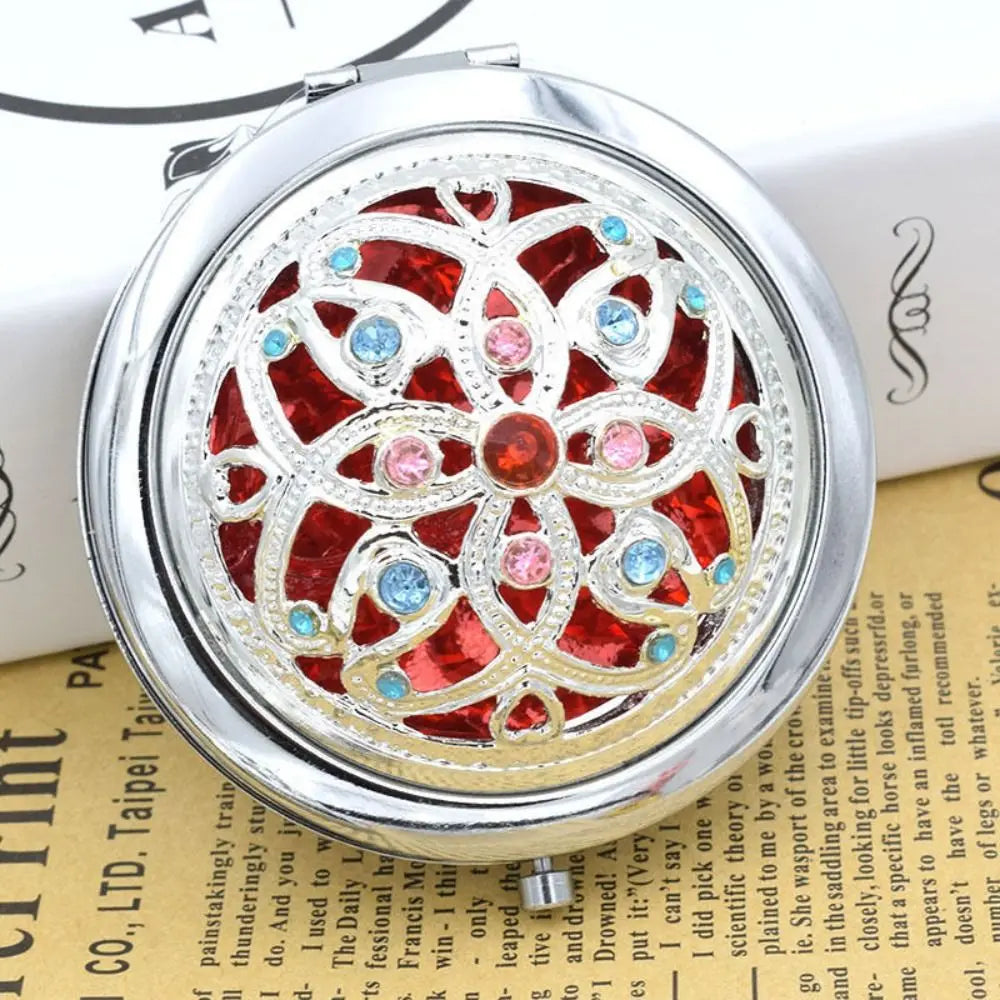 New Hot Folding Pocket Mirror Round Compact Double-sided Vintage Hollow Makeup Mirrors