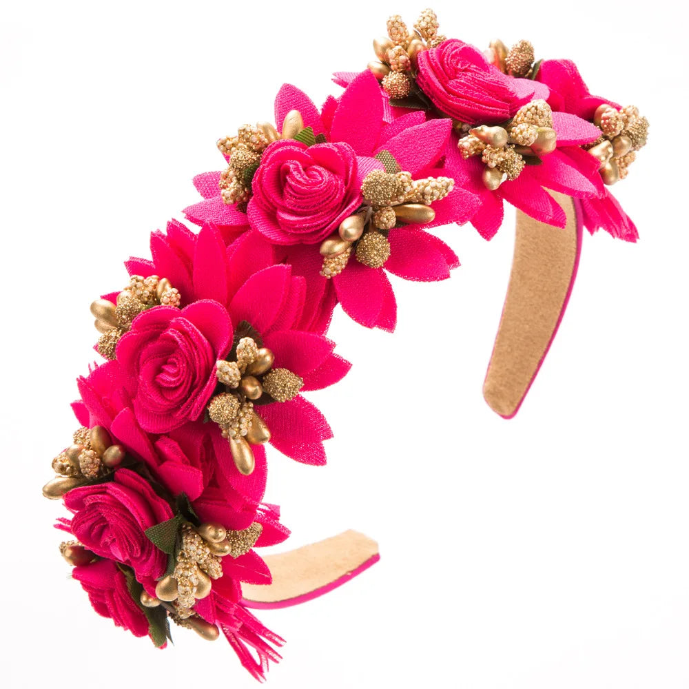 Simulation Rose Flowers Hairbands for Women Tiaras Crown Headband Hair Jewelry Party Birthday Costume Accessories
