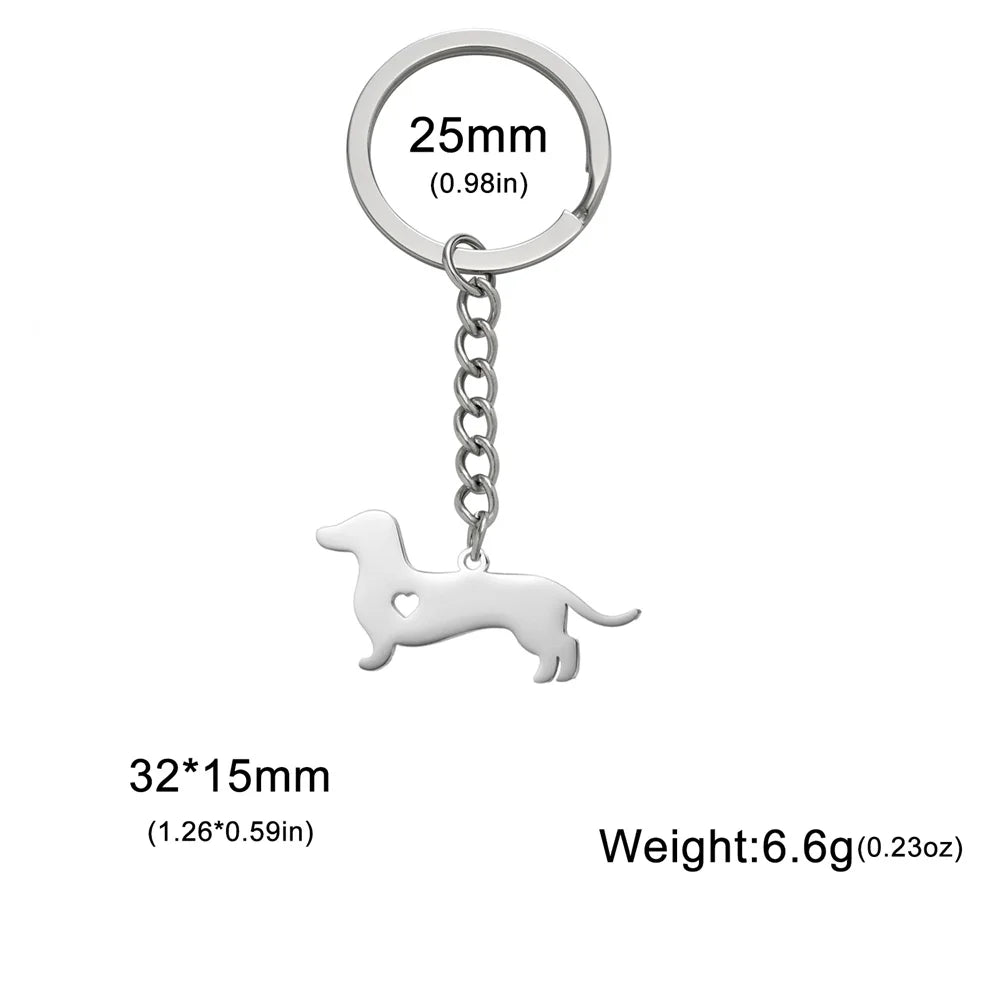 Cute Dog Samoye Keychain for Women Men Stainless Steel Dachshund Puppy Animal Lovers Key Ring for Car Backpack  Jewelry Gifts