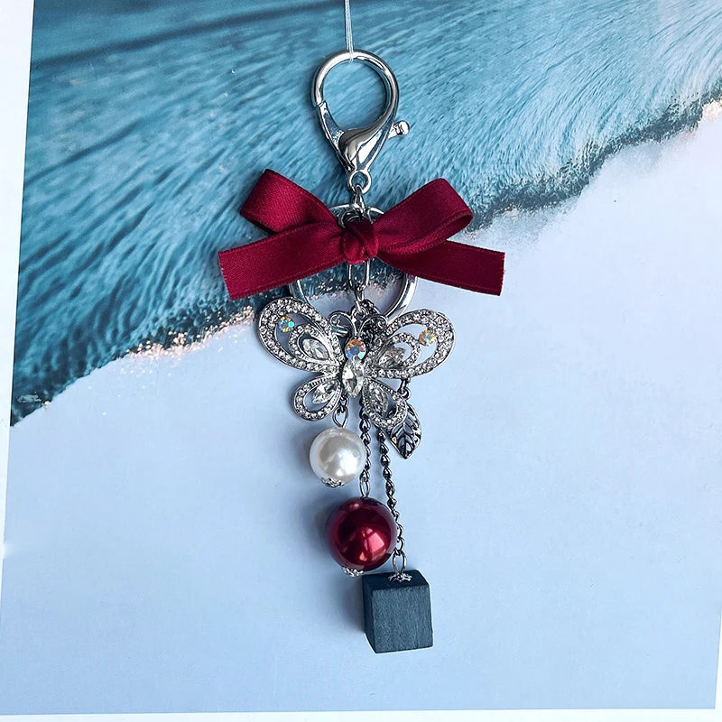 Easya 2024 Fashion Butterfly Bows Luxury Glitter Keychains High Quality Bags Decorate Wedding Gifts for Guests