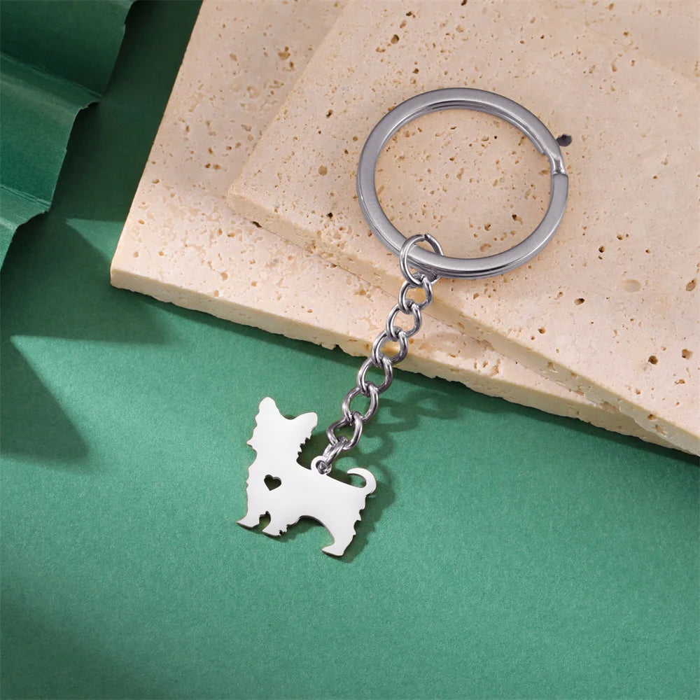 Cute Dog Samoye Keychain for Women Men Stainless Steel Dachshund Puppy Animal Lovers Key Ring for Car Backpack  Jewelry Gifts