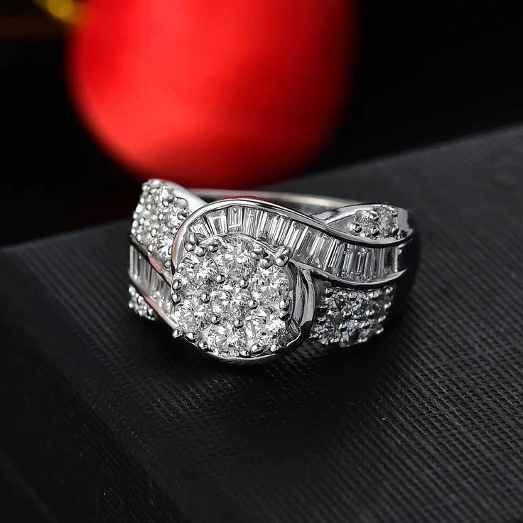 New Geometrically Wrapped Diamond Ring Women's Creative Jewelry White Zircon Ring For Party Birthday And Wedding Gift