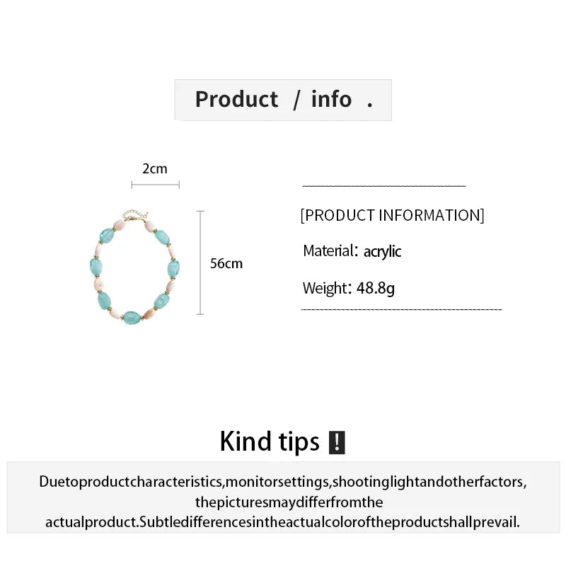 KMVEXO 2Pcs/Set Irregular Oval Acrylic Personalized Necklace Bracelet Women High-quality Elastic Bracelet Versatile Accessorys ﻿