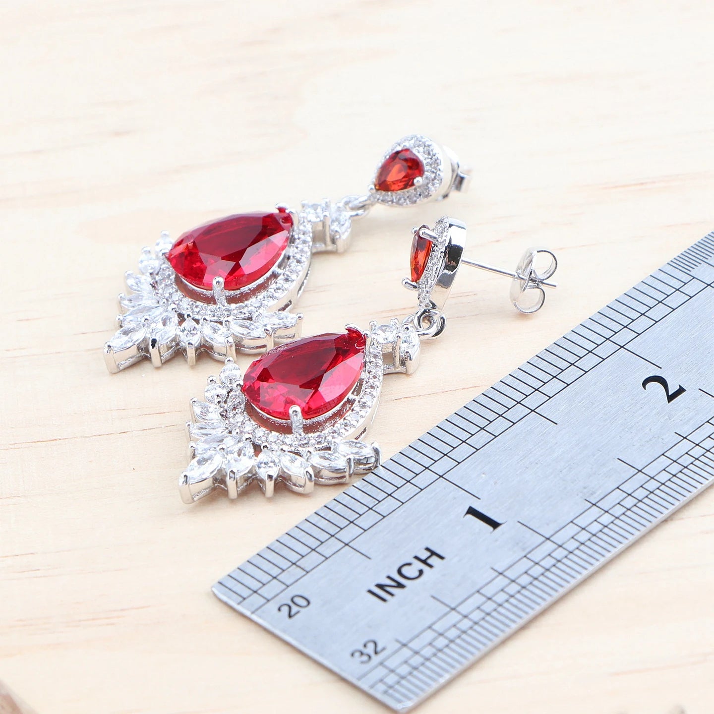 925 Silver Red Zircon Bridal Jewelry Sets Wedding Stones Bracelets Earrings Rings Pendant Necklace Set For Women