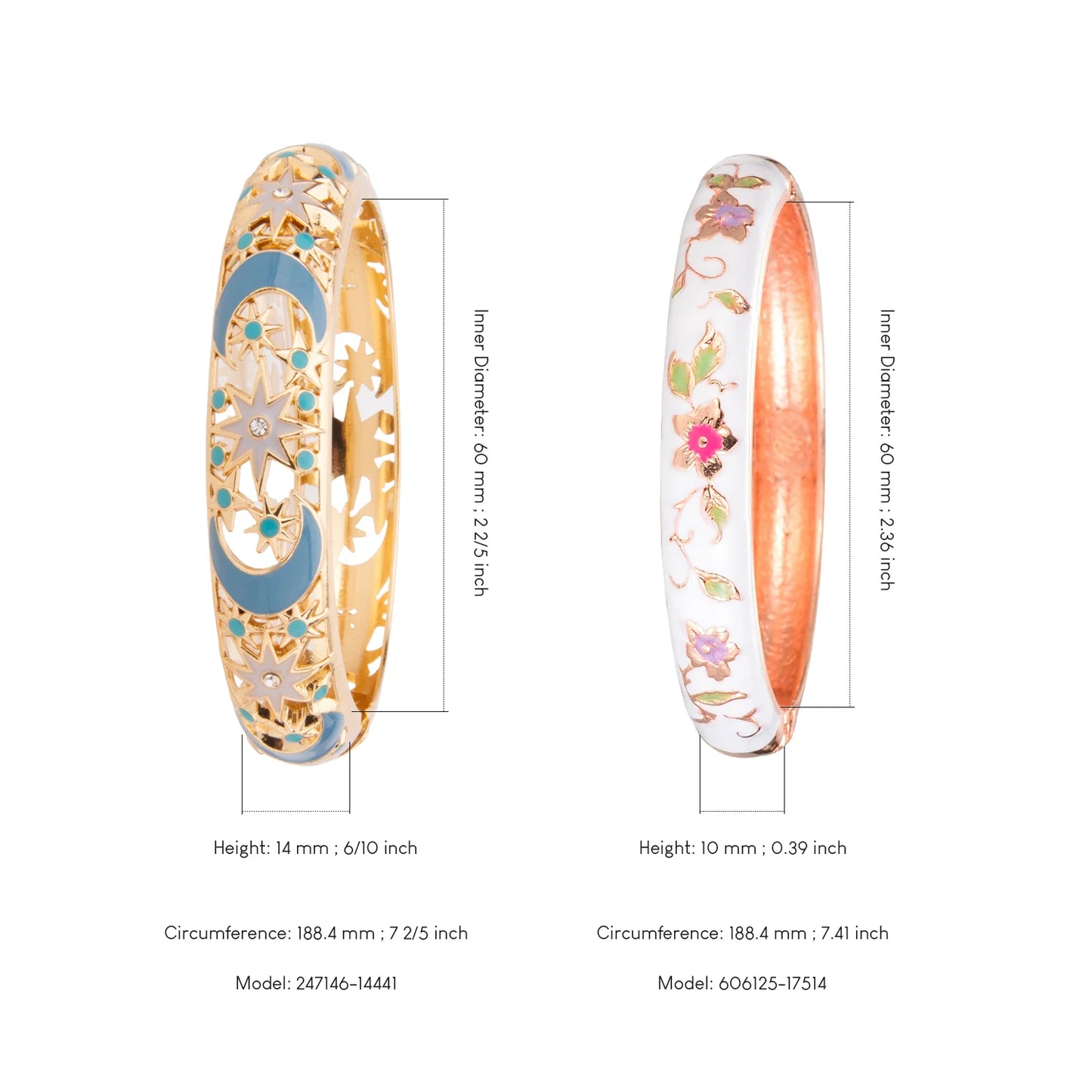 1/2PC Bangle For Women Cloisonne Bracelet On Hand Double Enamel Bangle Set Indian Style Arab Women's Jewelry Accessories Trendy