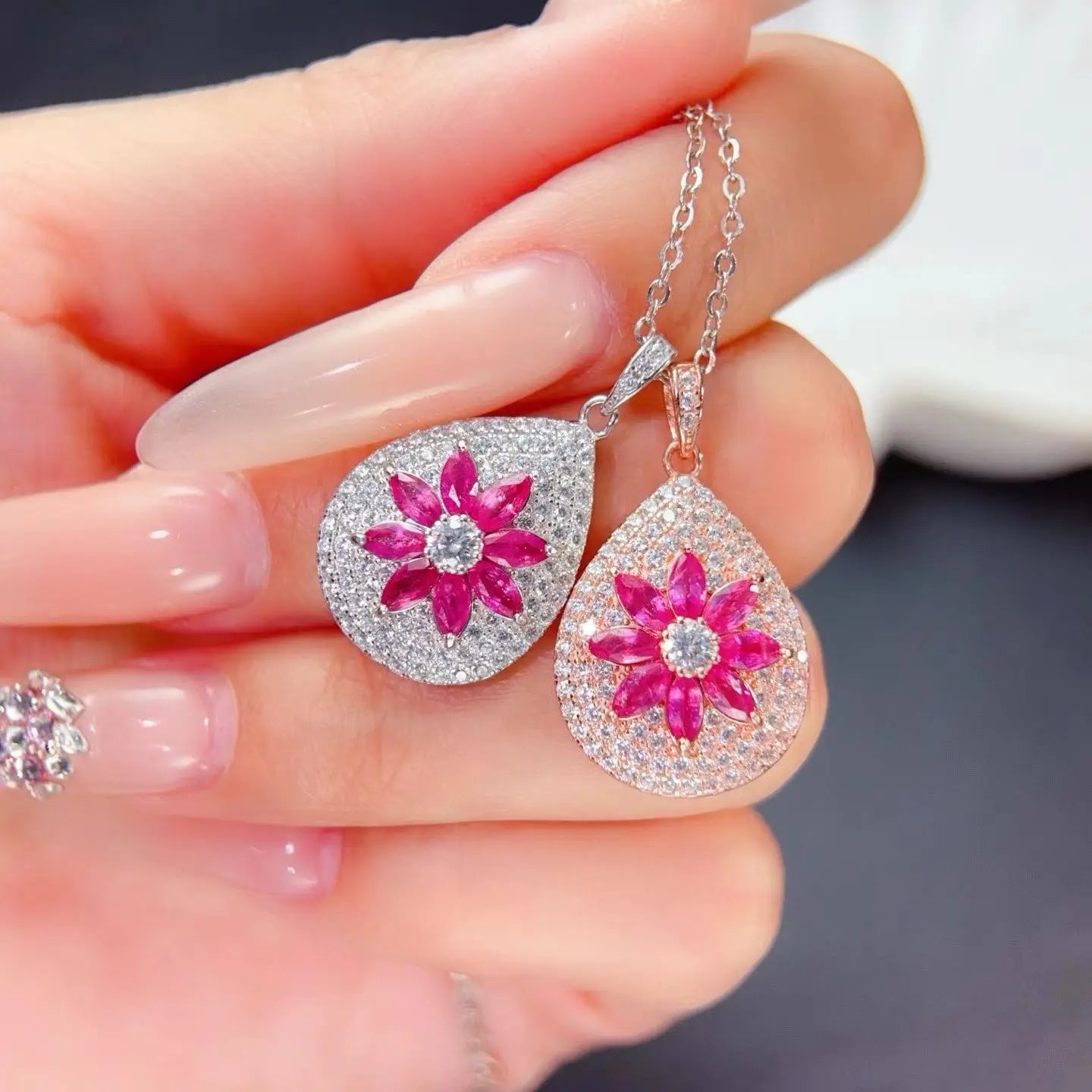 Natural Ruby 925 Silver Pendant with Individual Certificate 2.5x5mm Genuine Ruby from Myanma Luxury Fine Jewelry