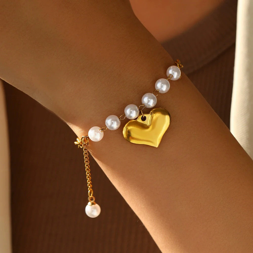 EILIECK 316L Stainless Steel Metal Gold Color Charm Bracelet Wrist Chain Trendy Texture Jewelry for Women Bijoux Femme Gift