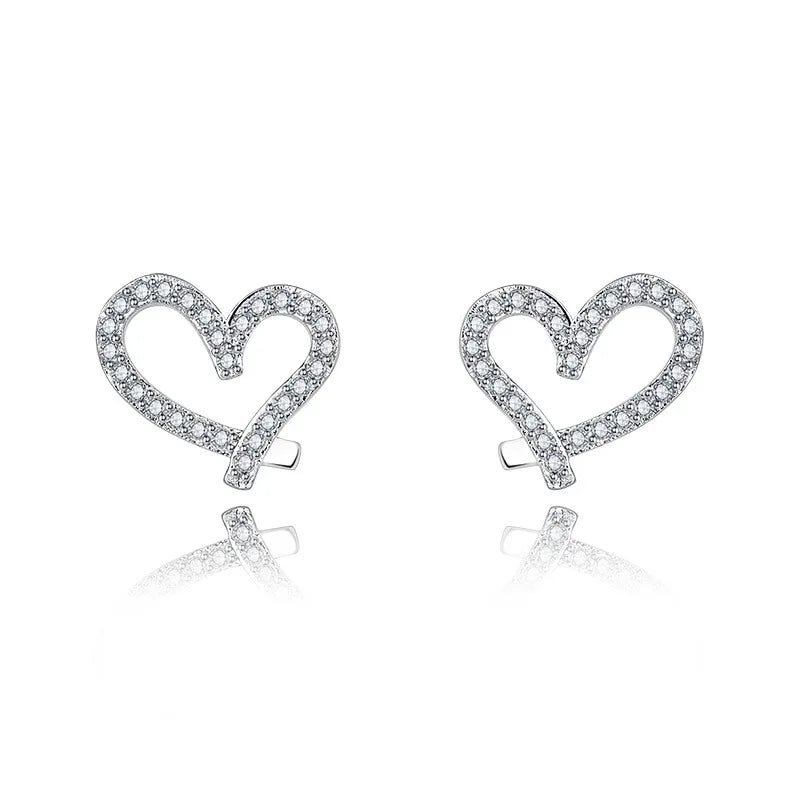 925 Sterling Silver Earrings High quality Heart for Women Fashion Jewelry Wedding Engagement Party Gifts cute