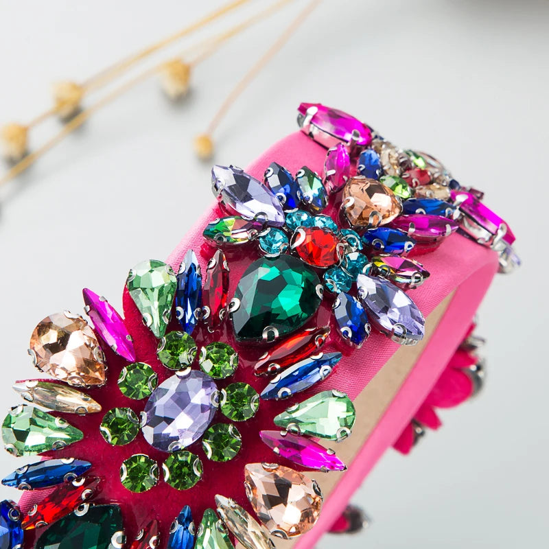 Hair Band Baroque Fashion Shiny Glass Diamond Vintage Headband Light Luxury Temperament Trend Party Wide Edge Hair Accessories