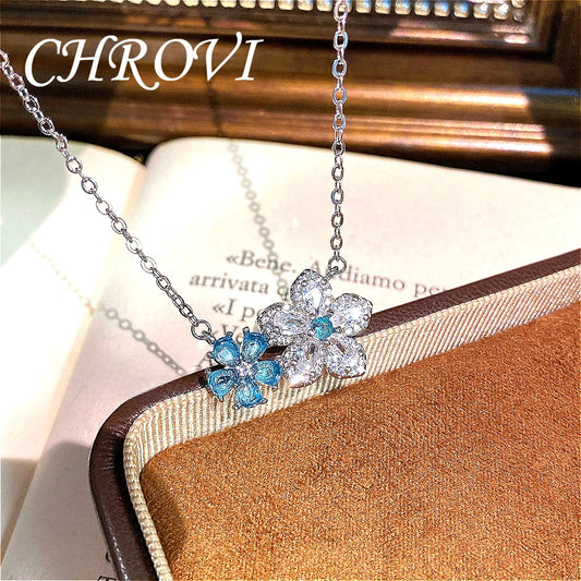 High-grade 925 pure silver flower fresh and three-dimensional elegant multi-purpose lockbone chain jewelry accessory