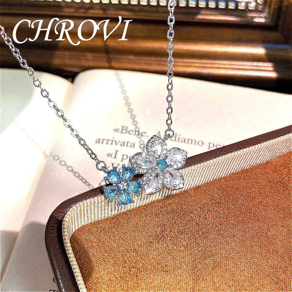 High-grade 925 pure silver flower fresh and three-dimensional elegant multi-purpose lockbone chain jewelry accessory