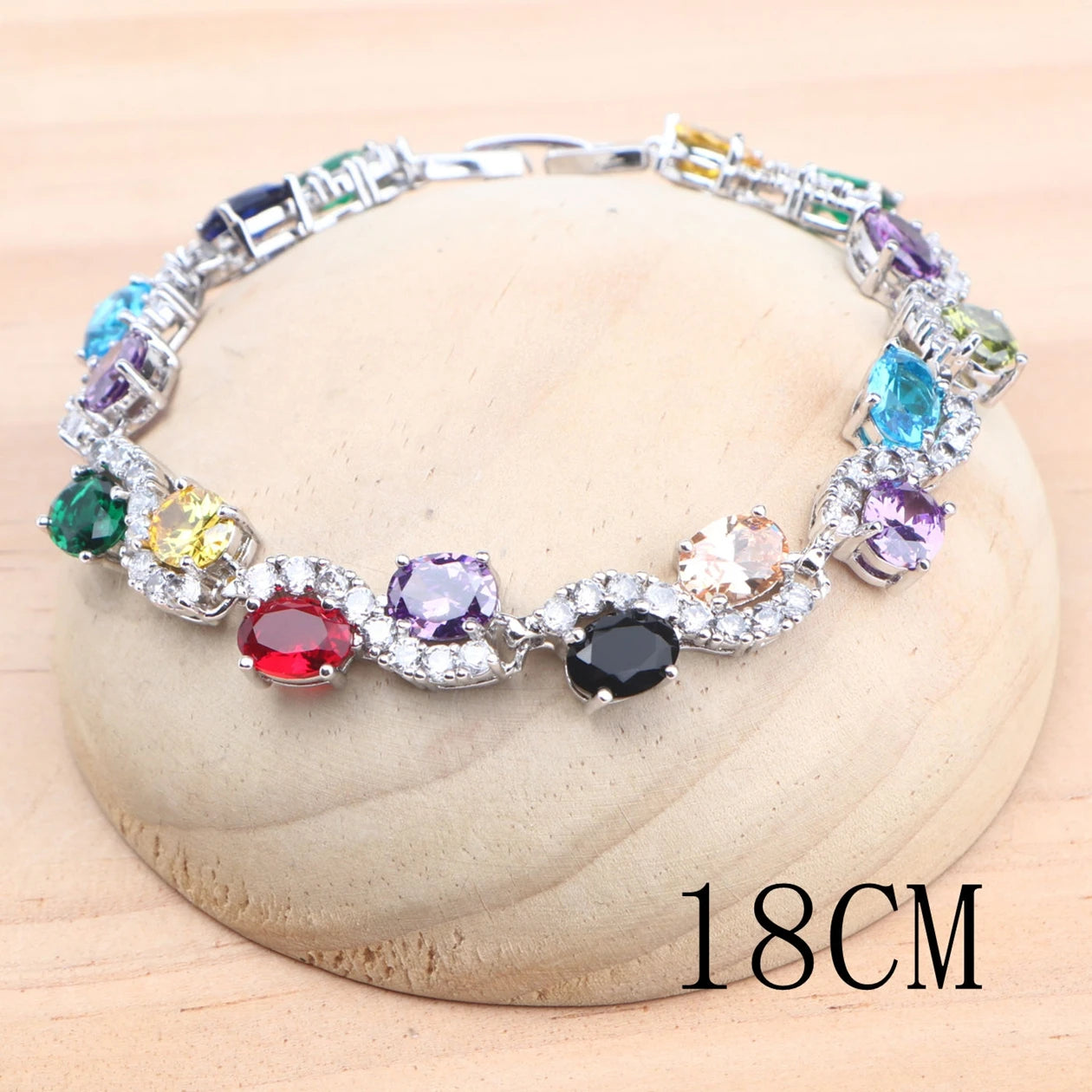 925 Silver Charm Green Cubic Zircon Bracelets For Women Wedding Jewelry 18CM Length