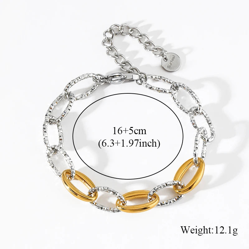 EILIECK 316L Stainless Steel Link Chain Bracelet Bangles For Women Trendy 18K Gold Plated Wrist Chain Waterproof Jewelry Gift