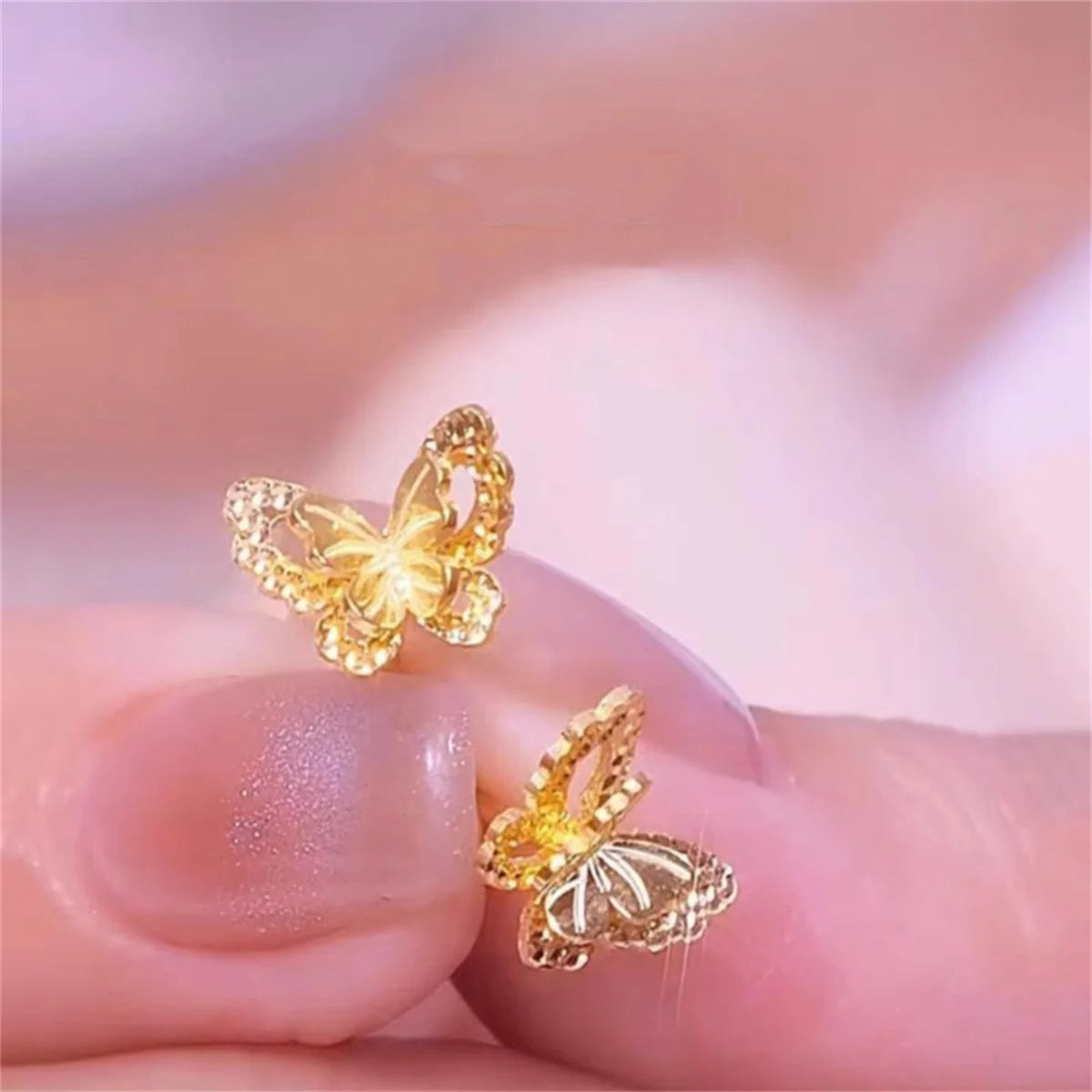 Small Butterfly Luxury Charm Female Meatl Fashion Stud Earrings Gold Color Wedding Jewelry For Women