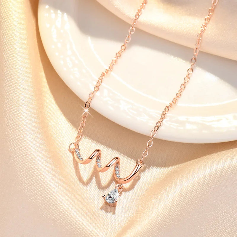 925 Sterling Silver Necklace Pendant Romance Heart Zircon High Quality For Woman Fashion Wedding Engagement Jewelry Gift