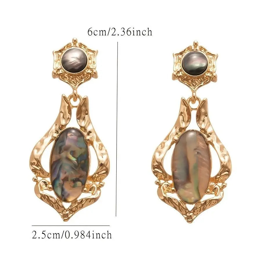French retro shell gold tassel earrings with exquisite fashion and high-end design, niche palace style unique earrings