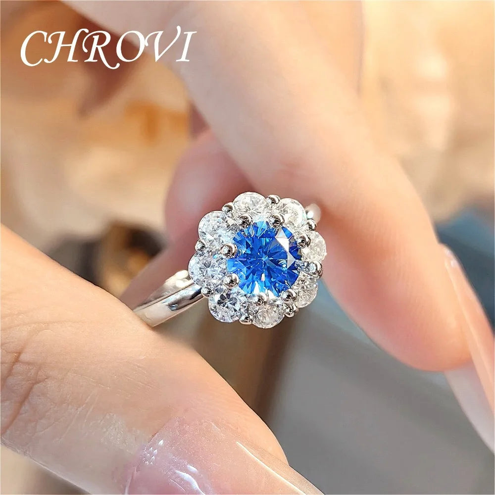 Fashion 925 Sterling Silver Light Luxury Colored Gemstone Set Pendant Ring Stud Earrings for Women Simple Everyday