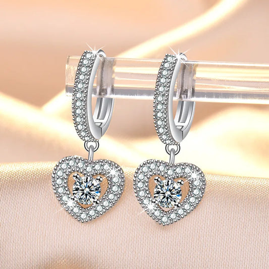 925 Sterling Silver Earrings buckle Heart For Women Exquisite Student Girlfriend Jewelry Accessories Wedding Fashion Gift