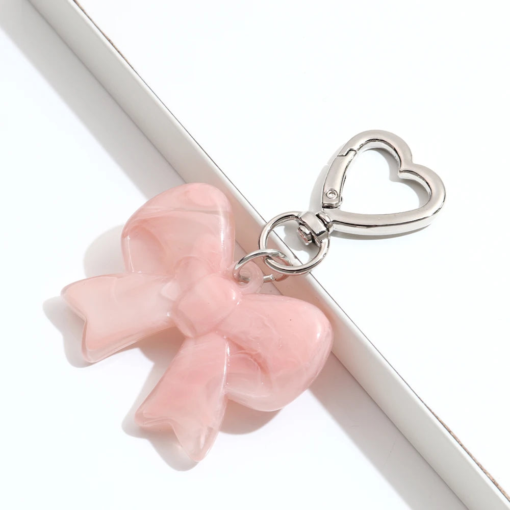 Trend Acrylic Colorful 3D Bowknot Keychains for Women Y2K Key Chain Bag Car Phone Pendant Accessories Gifts