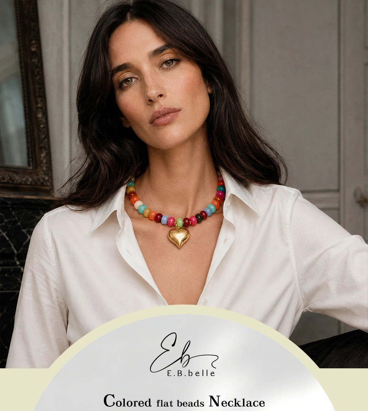 E.B.belle Candy Color Bead Heart Charm Necklaces Colorful Dopamine Resin Chain Necklace Tarnish Y2K Fashion Women Jewelry
