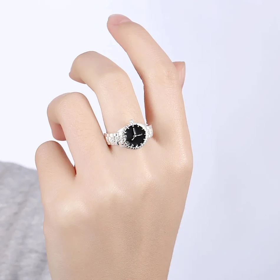 925 Sterling silver crystals Rings Christmas gift for women lady like Watch style Lovely Wedding Cute fashion classic Jewelry