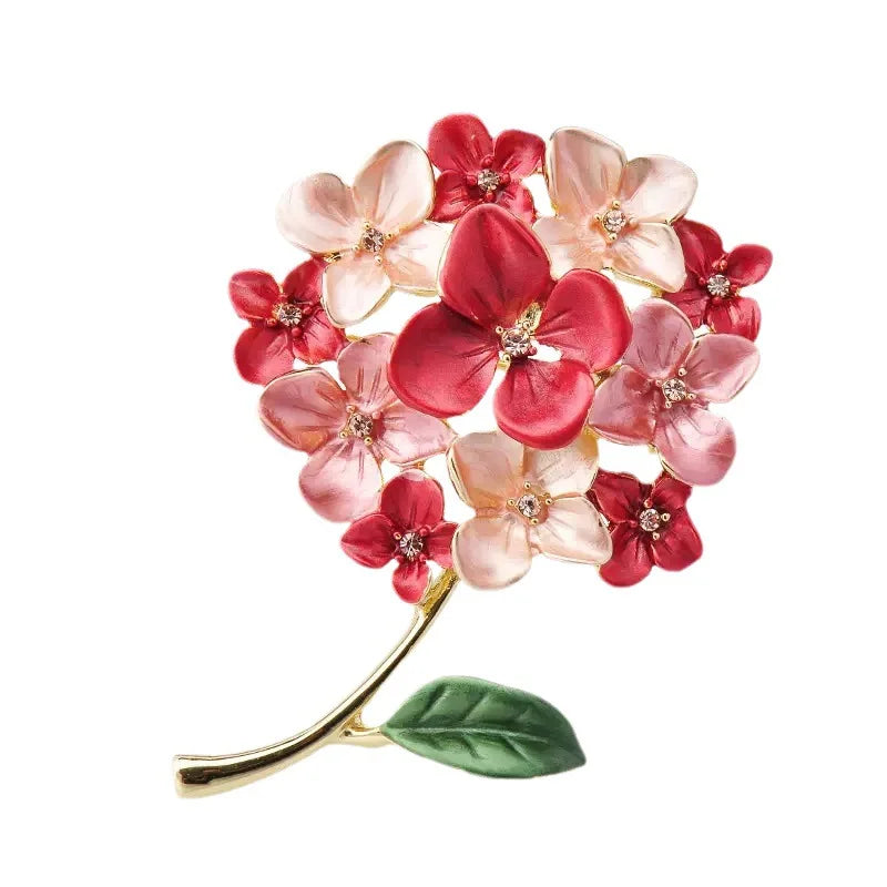 Ajojewel Purple Red Hydrangea Flower Brooch Pin For Women Plant Jewelry Wholesale Beauty Gifts