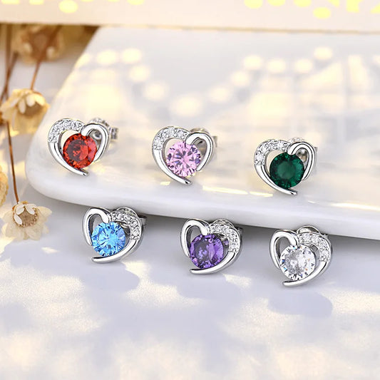 925 Sterling Silver Heart Tree Zircon Stud Earrings For Women Exquisite Student Girlfriend Jewelry Accessories Wedding Party