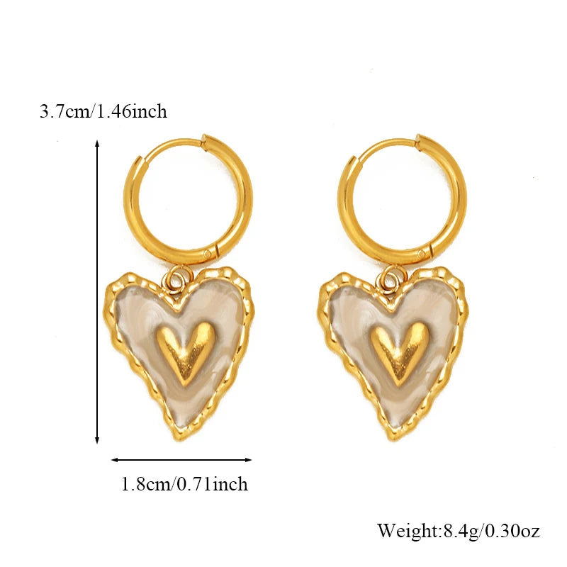 EILIECK 316L Stainless Steel Irregular Heart-shaped Dangle Earrings For Women Stylish Fashion Waterproof Ear Jewelry Lady Gift