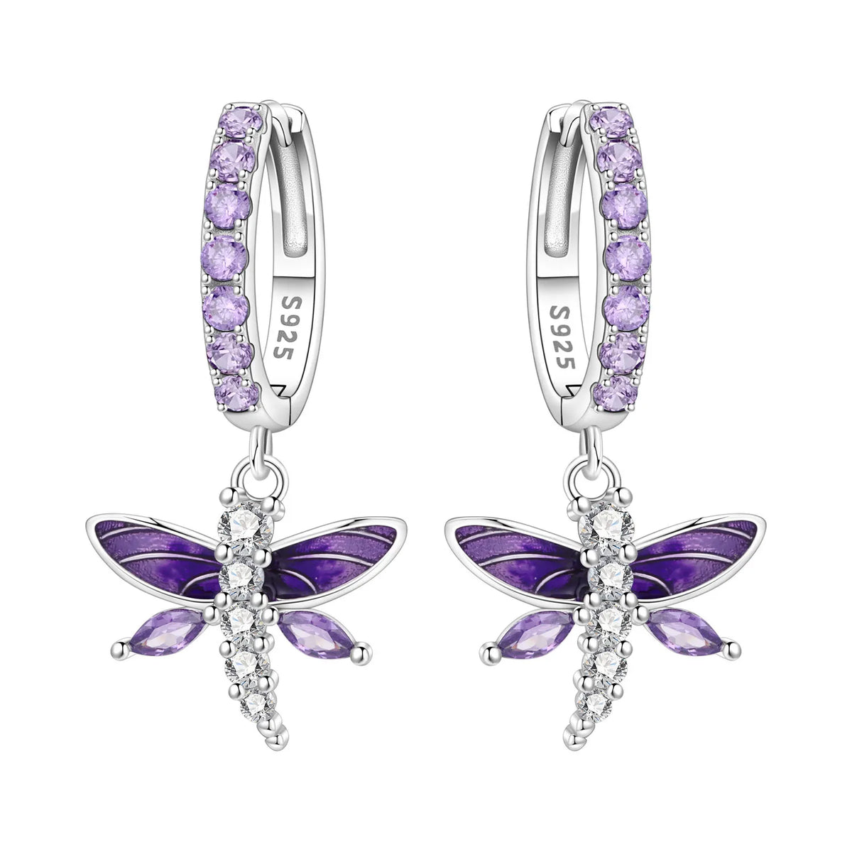 Orstarry 925 Sterling Silver Blue Zircon Dragonfly Drop Earrings Women Earrings Charm Fashion Versatile Party Jewelry Gifts