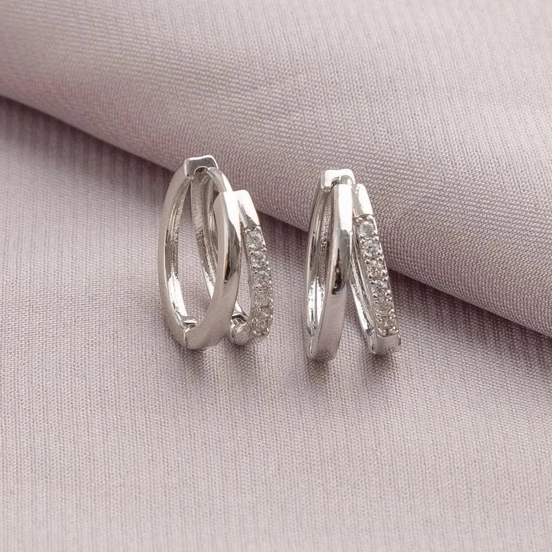 Stainless Steel Shiny Square Cubic Zirconia Huggie Hoop Earrings for Women Fashion Dangle Drop Earrings Trendy Jewelry Gifts
