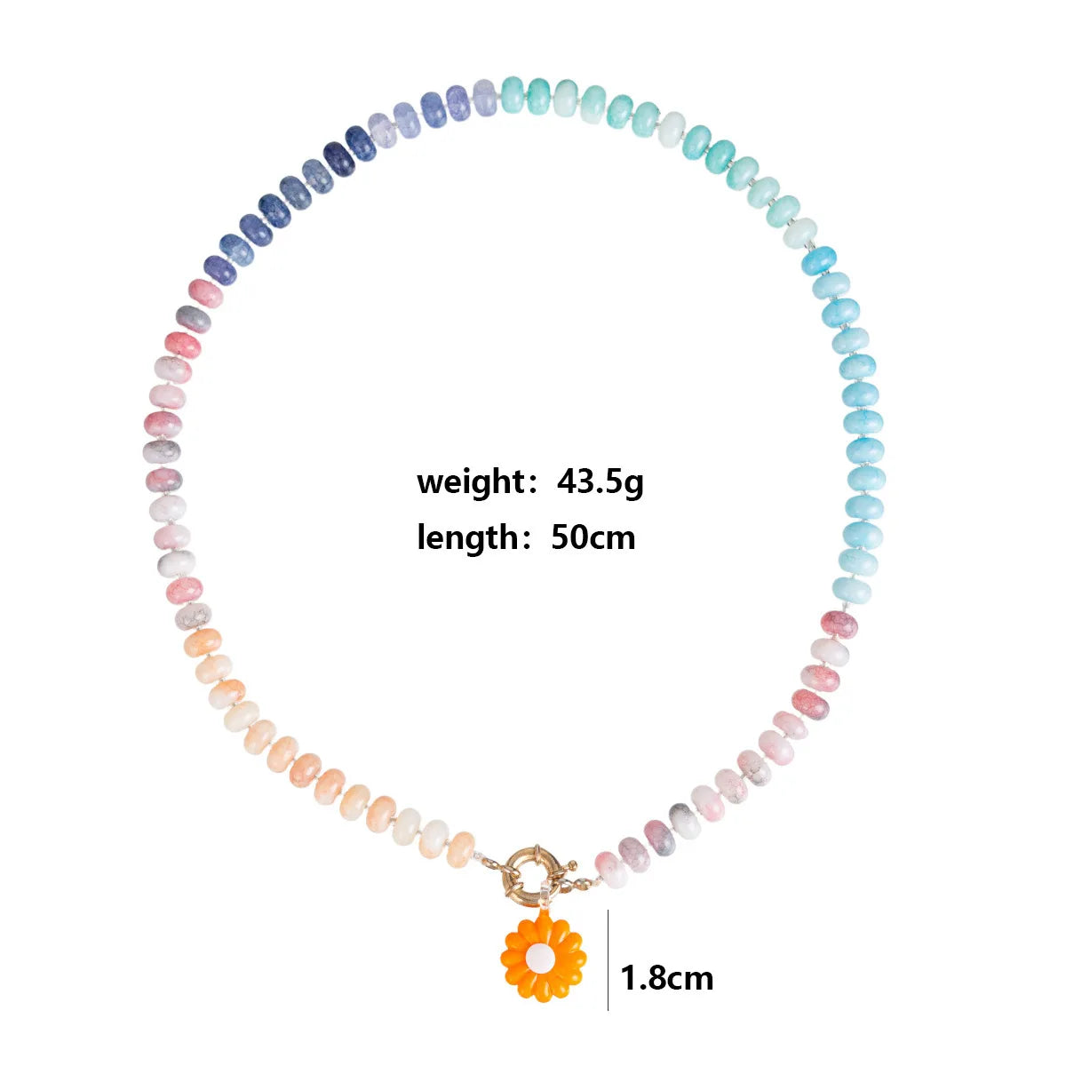 Handmade Colorful Glass Beaded Flower Neckalce Stainless Steel Geometric Natural Stone Pendant Choker Summer Beach Jewelry Gift