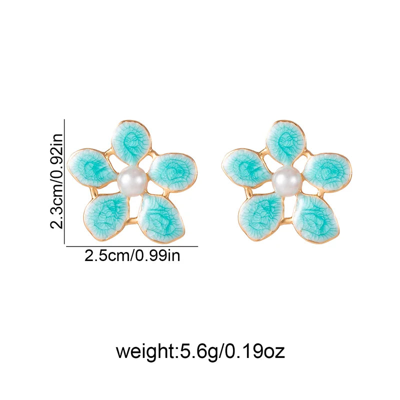 ANENJERY 316L Stainless Steel Flowers Imitating Pearls Stud Earrings For Women Luxury Niche Temperament Simple Jewelry Gift
