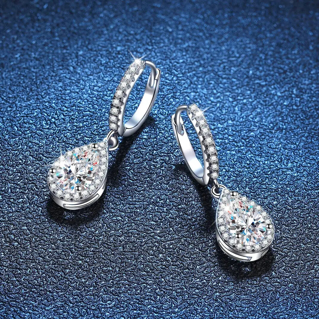 JoiasHome 1CT Pear Cut Moissanite Earrings For Women S925 Pure Silver Laboratory Cultivated Diamonds Elegant Wedding Jewelry
