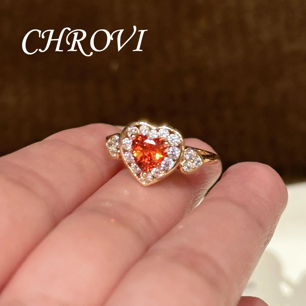Retro 925 sterling silver dopamine fanta color heart-shaped zirconium stone open ring - Luxury handcrafted jewelry