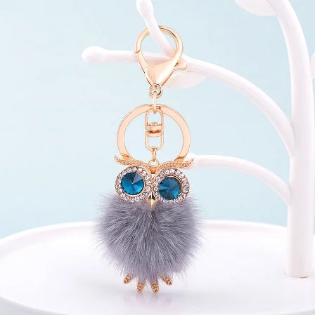 EASYA New Design Crystal Owl Keychain Full Rhinestone Key Ring Key Holders For Women Bag Accessories Cute Animal Car Key Chain