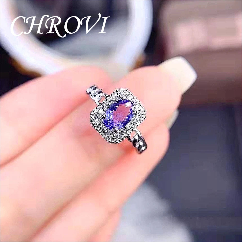 New 925 pure silver minimalist versatile purple diamond ring - full-cut open-ended precious stone women's ring