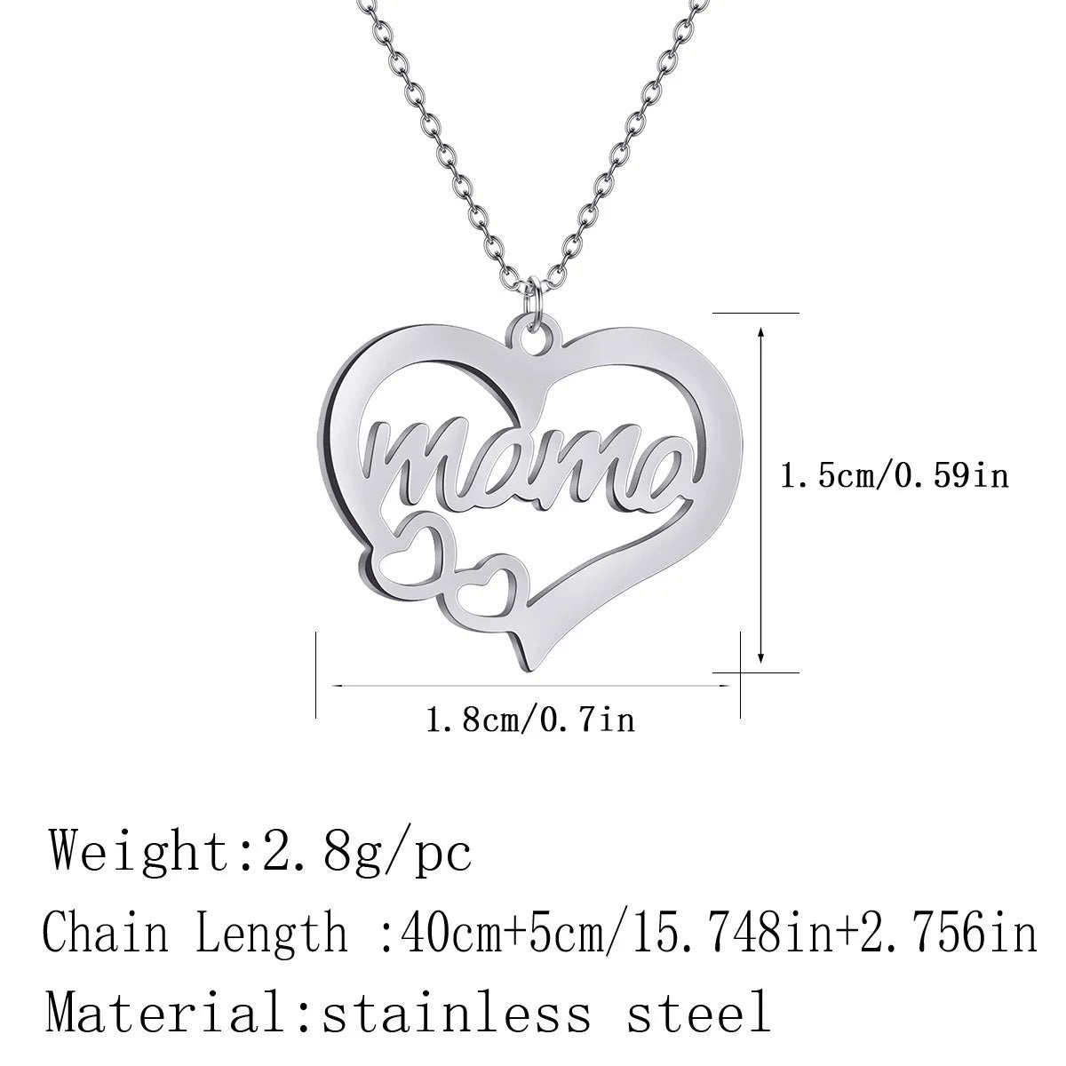 Skyrim Mother's Day Mama Letter Pendant Stainless Steel Necklace for Women Gifts love Pendant Neck Chain Exquisite Jewelry Gift