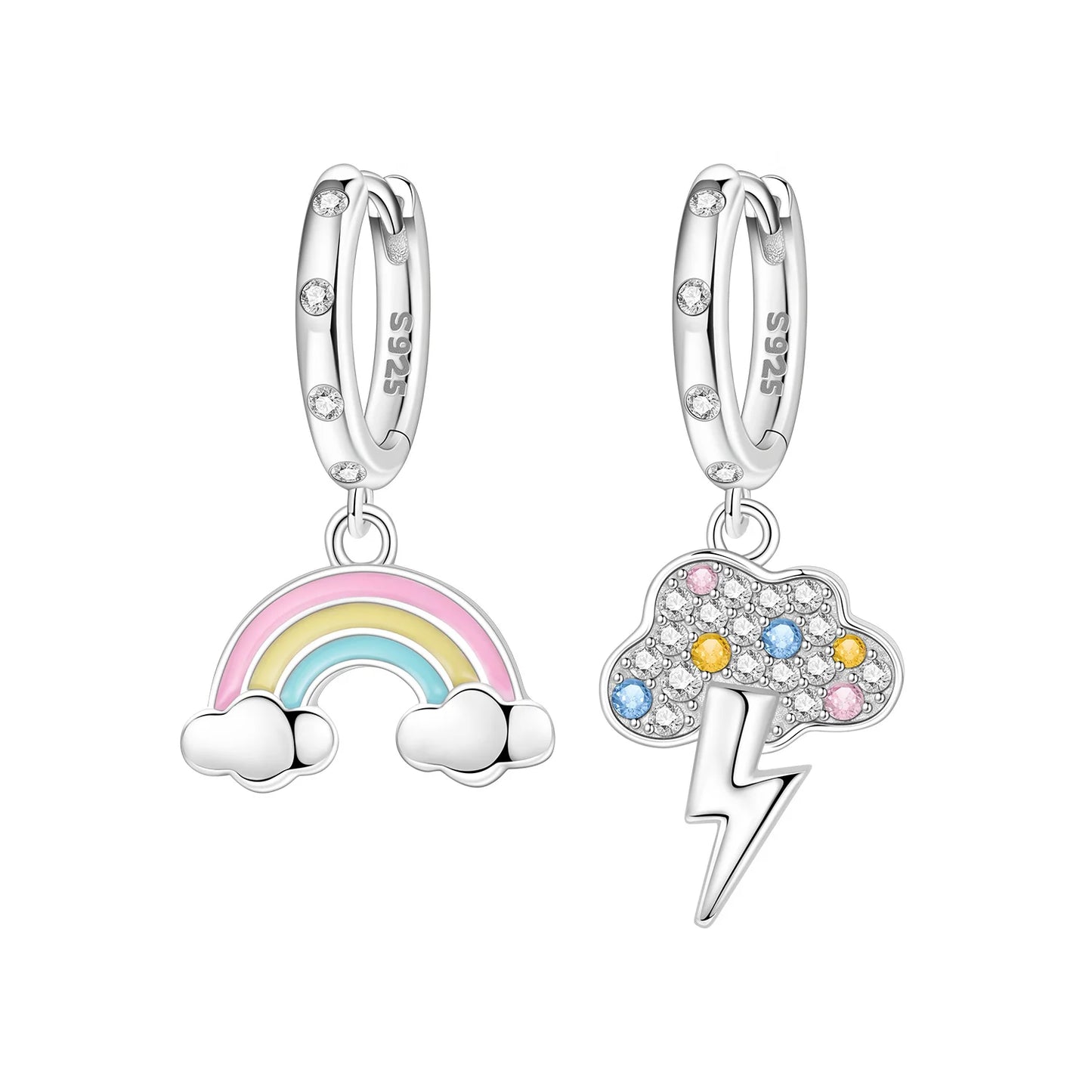 Hot Sale Original 925 Sterling Silver Zircon Pink Doughnut Earrings Flower Paw Print Design Women Party Jewelry Gifts Ear Loops