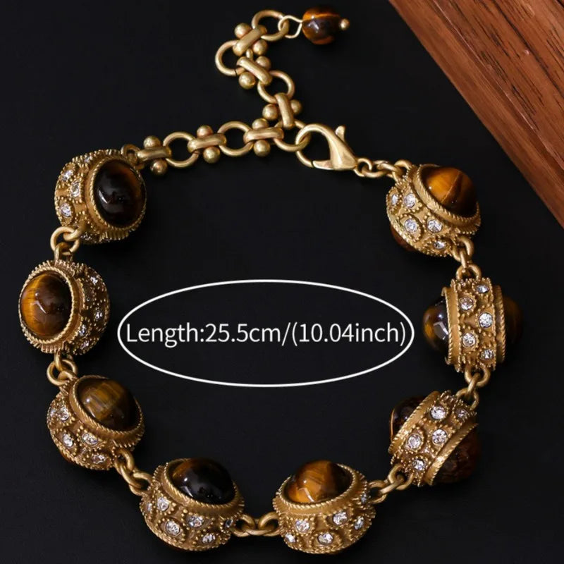 Natural Stone Bracelets for Women Vintage Palace Style Versatile Jewelry Geometric Light Luxury Elegant Pulseras Mujer