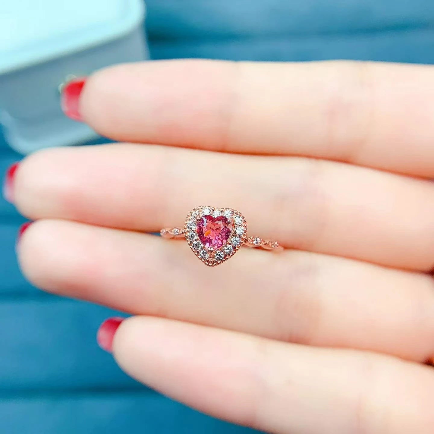 Luxury Multicolor Tourmaline Silver Ring  8 Pieces 3mm*4mm Natural Tourmaline Jewelry with Certificate October Birthstone Ring