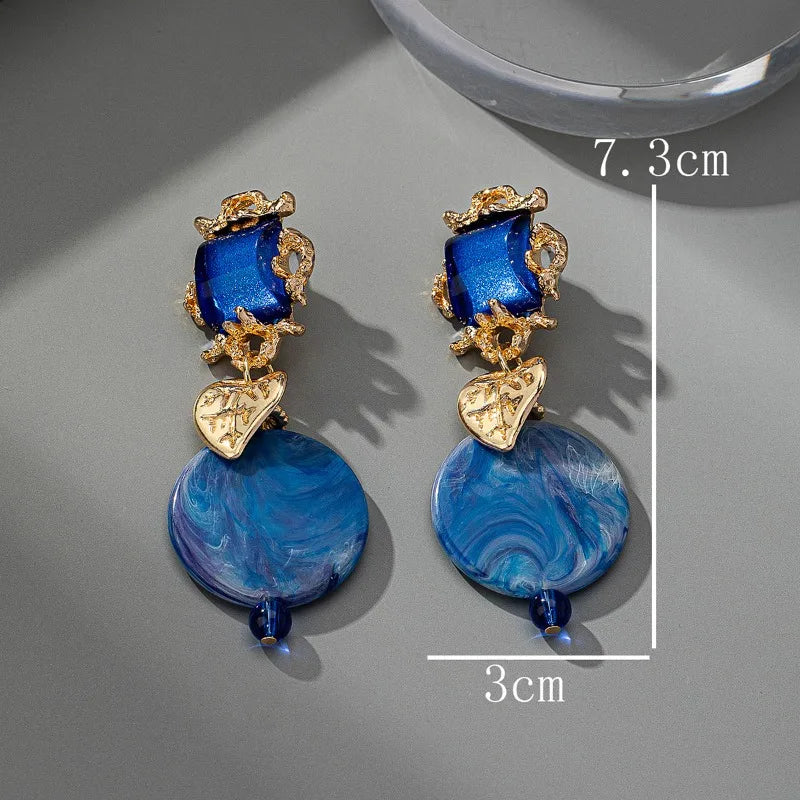NISHIZAWA Vintage Earrings for Women Geometric Palace Style Elegant Jewelry Rhinestones Simple Fashion Aretes De Mujer