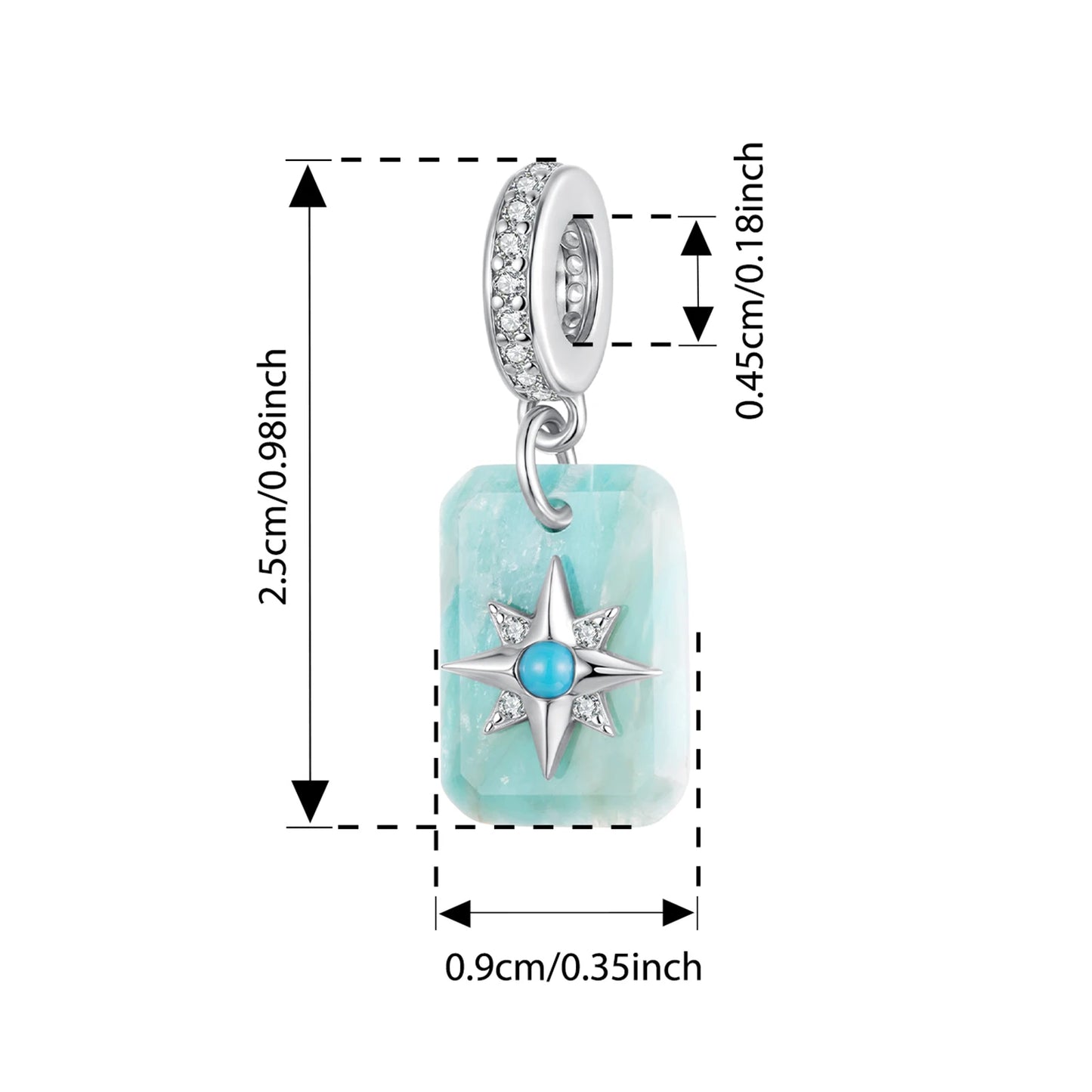 BAMOER 925 Sterling Silver Natural Crystal Pendant fit Original Bracelet DIY Bamoer Charm for Jewelry Making Party Gift