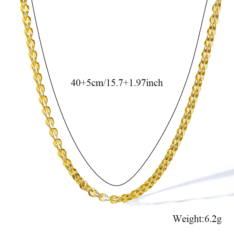 EILIECK 316L Stainless Steel 18K Gold Plated Metal Cuban Chain Statement Necklace Fashion Women Waterproof Neck Chain Jewelry